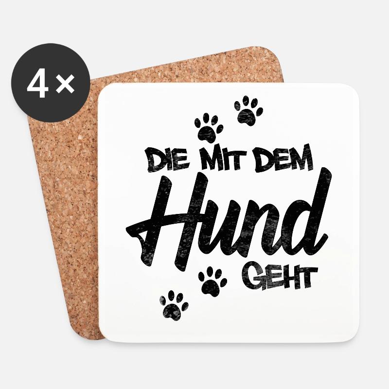 Die mit dem Hund geht - Untersetzer (4er-Set) - Weiß