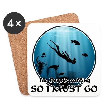 Freediver Meeresschildkröte Fische - Untersetzer (4er-Set) - Weiß - Vorne