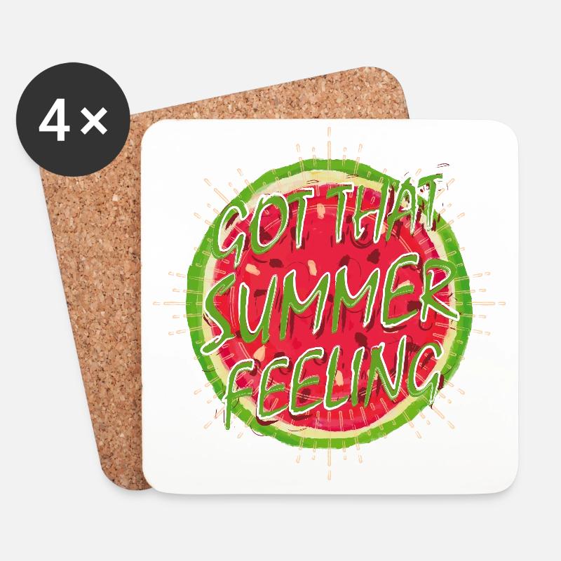 Summer Feeling (Melone) - Untersetzer (4er-Set) - Weiß