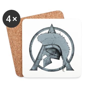 Casque Leonidas et symbole Sparta Lambda - Dessous de verre (lot de 4) - blanc - Devant