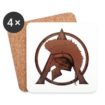 Leonidas Helm und Sparta Lambda - Untersetzer (4er-Set) - Weiß - Vorne