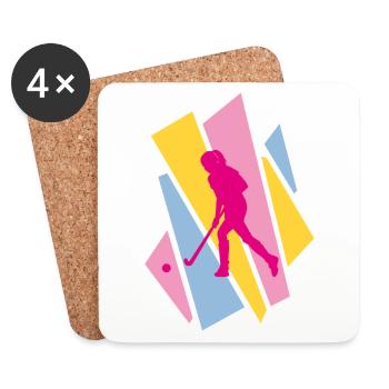 Fille de hockey - Dessous de verre (lot de 4) - blanc - Devant