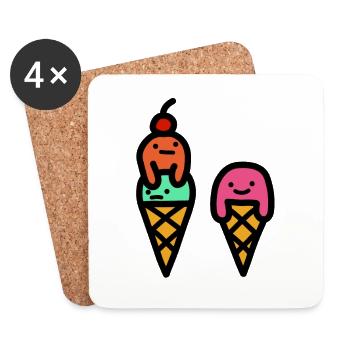 Ice Cream Summer Minimalist - Coasters (set of 4) - white - Front