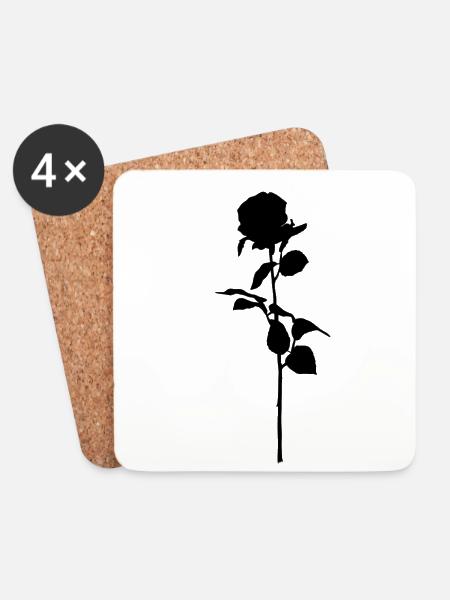 Black rose - Coasters (set of 4) - white