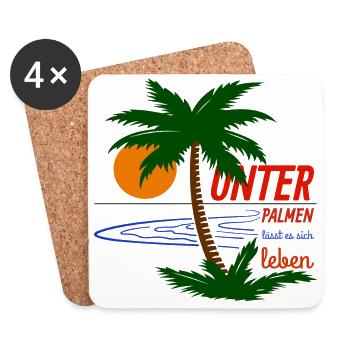 UNTER PALMEN LÄSST ES SICH LEBEN - Untersetzer (4er-Set) - Weiß - Vorne