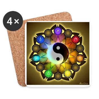 Poster harmony yin yang spiritual gift - Coasters (set of 4) - white - Front