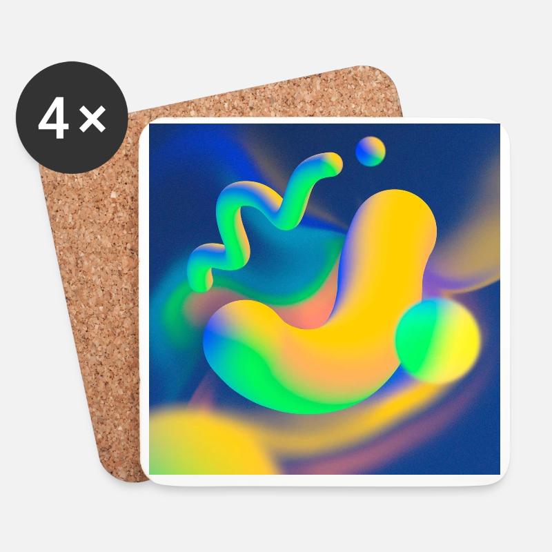 3D Artwork Design Colorful - Untersetzer (4er-Set) - Weiß