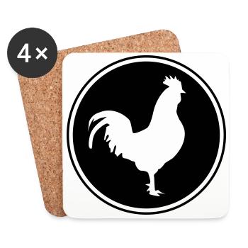 rooster silhouette circle - Coasters (set of 4) - white - Front