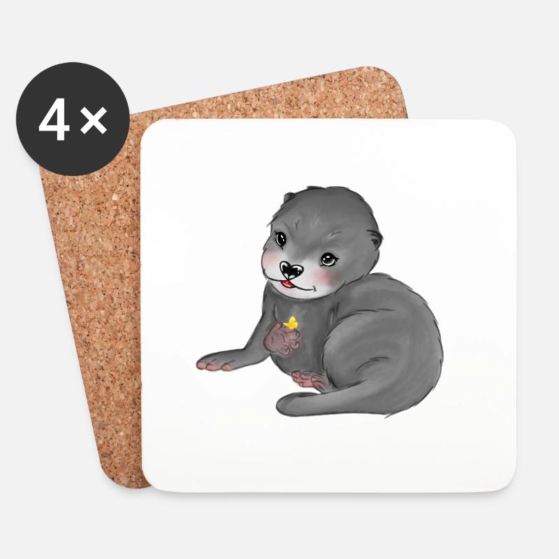 Baby Otter - Untersetzer (4er-Set) - Weiß