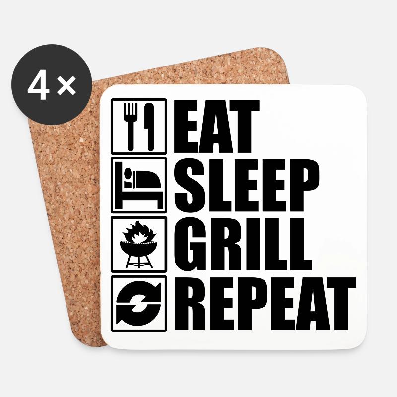 Grill Grillen - Untersetzer (4er-Set) - Weiß