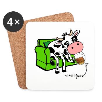 Feierabend Bierchen Vegan - Untersetzer (4er-Set) - Weiß - Vorne
