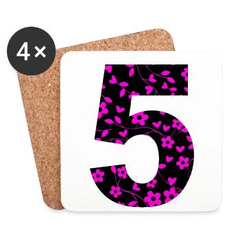 Nombre 5 - Dessous de verre (lot de 4) - blanc - Devant