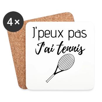 J'ai tennis raquette noire - Dessous de verre (lot de 4) - blanc - Devant