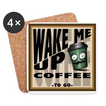 WAKE ME UP COFFEE - Coasters (set of 4) - white - Front