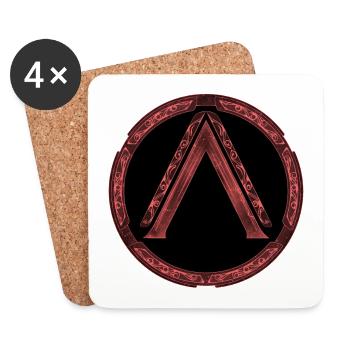 Sparta Lambda Symbol Rot - Untersetzer (4er-Set) - Weiß - Vorne