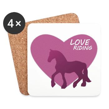 Cheval Cheval Équitation Poney Western - Dessous de verre (lot de 4) - blanc - Devant