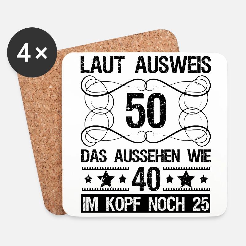 Lustige Geburtstagssprüche 50. Geburtstag - Untersetzer (4er-Set) - Weiß