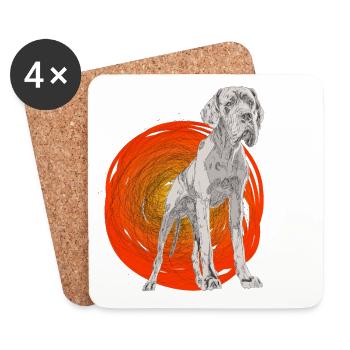 Deutsche Dogge - Untersetzer (4er-Set) - Weiß - Vorne