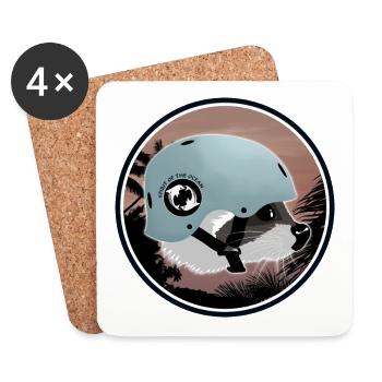 Surfing Raccoon - Coasters (set of 4) - white - Front