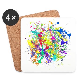 Colorful blobs of paint splatter - Coasters (set of 4) - white - Front