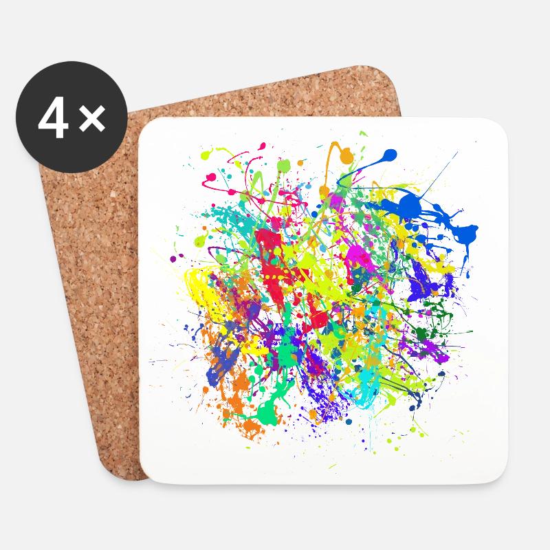 Bunte Kleckse Farben Splatter - Untersetzer (4er-Set) - Weiß