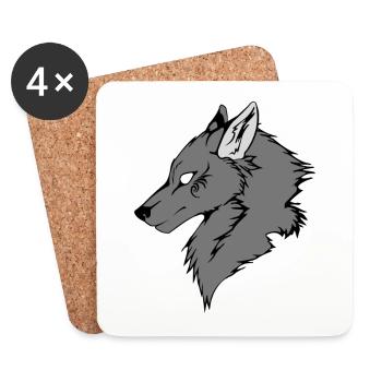 Grauer Wolf - Untersetzer (4er-Set) - Weiß - Vorne