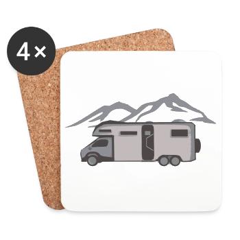 Camping camping-car - Dessous de verre (lot de 4) - blanc - Devant