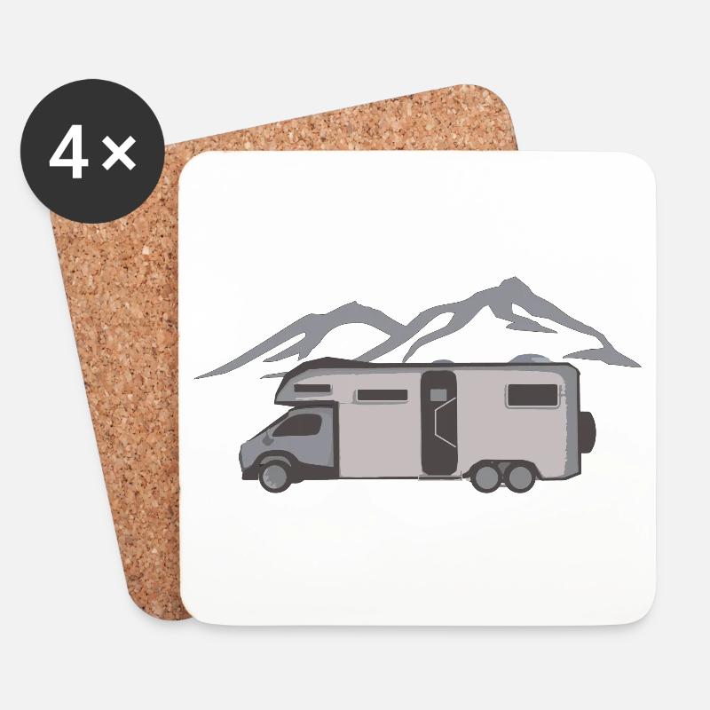 Camping Kastenwagen Camper - Untersetzer (4er-Set) - Weiß
