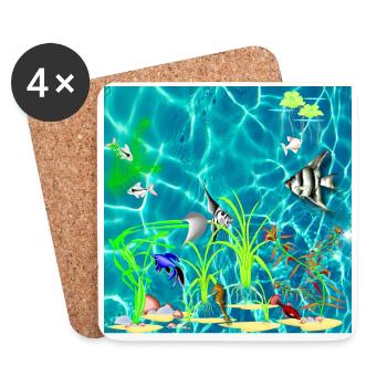 Tropischer Fischtank - Untersetzer (4er-Set) - Weiß - Vorne