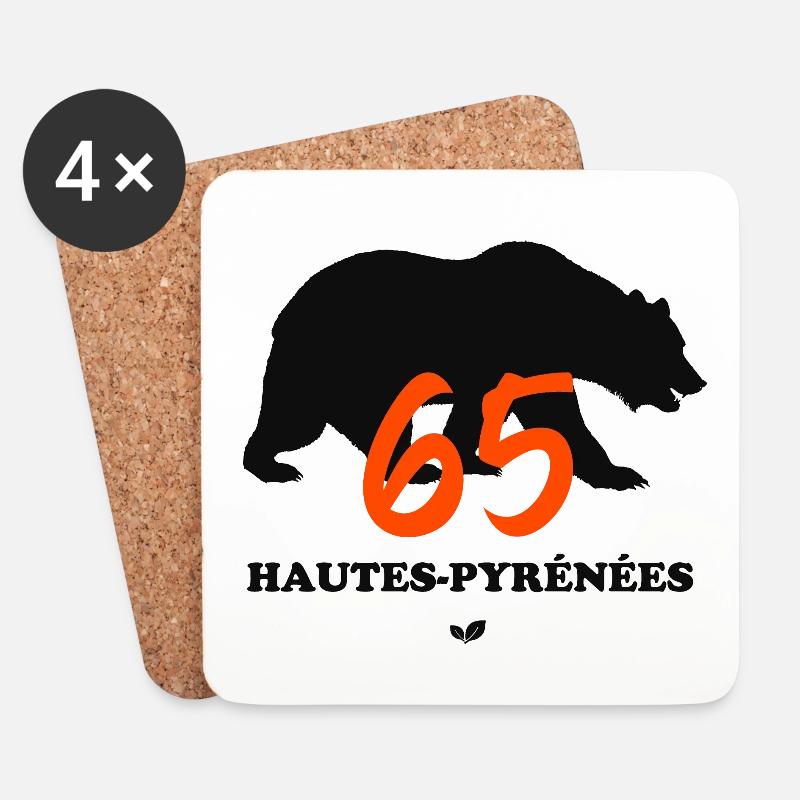 HAUTES-PYRENEES BÄR - Untersetzer (4er-Set) - Weiß