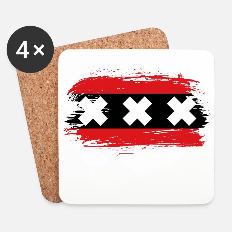 Amsterdam Flagge - Untersetzer (4er-Set) - Weiß