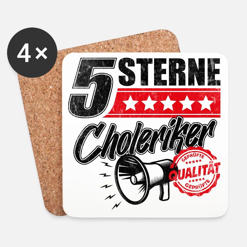 5 Sterne Choleriker Schreihals Büro Geschenkidee - Untersetzer (4er-Set) - Weiß