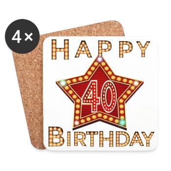 Happy 40th Birthday - Coasters (set of 4) - white - Front