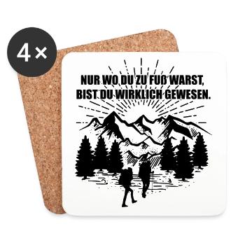Nur wo du zu Fuß warst | Wandern Geschenkidee - Untersetzer (4er-Set) - Weiß - Vorne