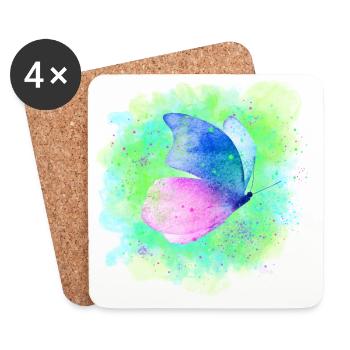 Papillon papillon - Dessous de verre (lot de 4) - blanc - Devant