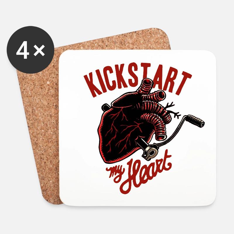 Kickstart mein Herz - Untersetzer (4er-Set) - Weiß