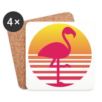 flamant rose idée cadeau anniversaire humour - Dessous de verre (lot de 4) - blanc - Devant