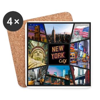 New York City USA America Skyline City Metropolis - Coasters (set of 4) - white - Front