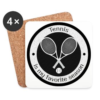Tennis drôle | Dicton drôle de tennis | joueur de tennis - Dessous de verre (lot de 4) - blanc - Devant