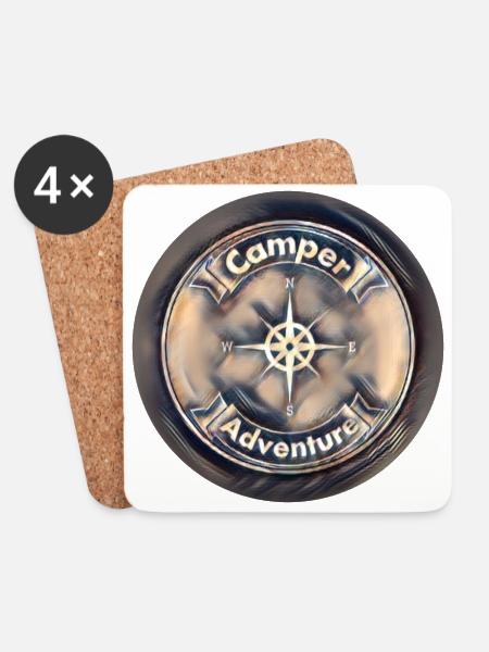 Offiziell Logo Camper-Adventure-Store - Untersetzer (4er-Set) - Weiß