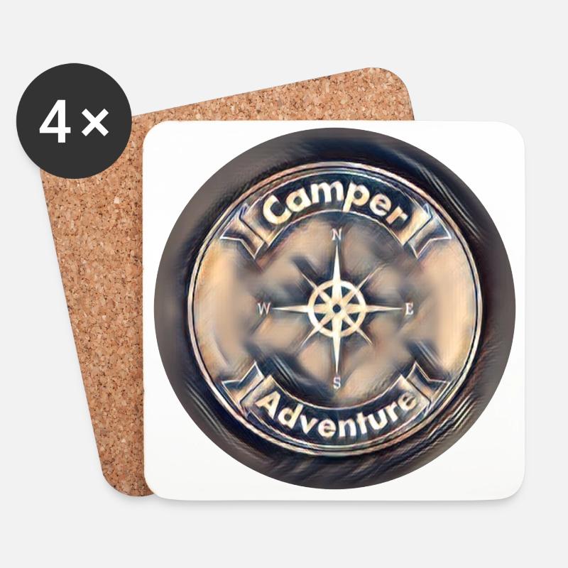 Offiziell Logo Camper-Adventure-Store - Untersetzer (4er-Set) - Weiß