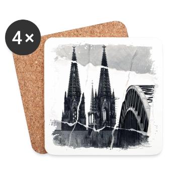 Cologne Allemagne Cologne Dom Cologne Ville Skyline - Dessous de verre (lot de 4) - blanc - Devant