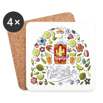 Mexico - Water - Tequilla - dark - Coasters (set of 4) - white - Front