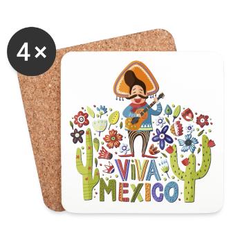 Mexico - Viva Mexico Singer - dark - Coasters (set of 4) - white - Front