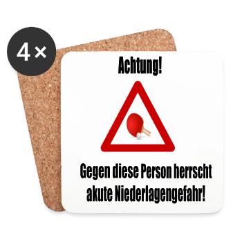 Achtung! Akute Niederlagengefahr! - Untersetzer (4er-Set) - Weiß - Vorne