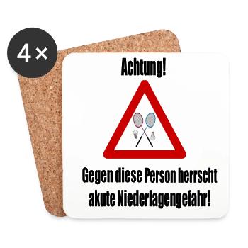 Achtung! Akute Niederlagengefahr! - Untersetzer (4er-Set) - Weiß - Vorne