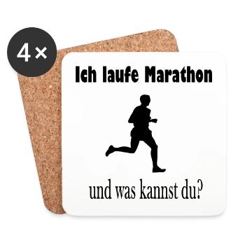 Ich laufe Marathon und was kannst du? - Untersetzer (4er-Set) - Weiß - Vorne