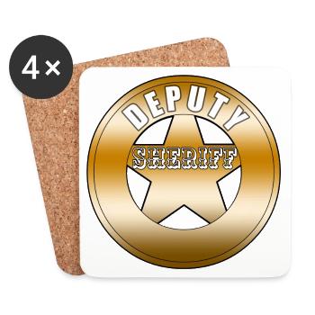 Bouclier adjoint d’insigne de shérif - Dessous de verre (lot de 4) - blanc - Devant