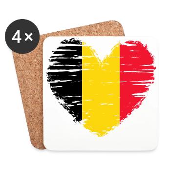 Belgium Heart Flag Flag Coat of Arms - Coasters (set of 4) - white - Front