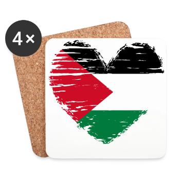 Palestine coeur drapeau blason - Dessous de verre (lot de 4) - blanc - Devant